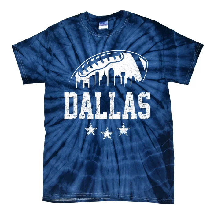 Dallas Texas Skyline Pride Vintage Dallas City Football Fan Tie-Dye T-Shirt