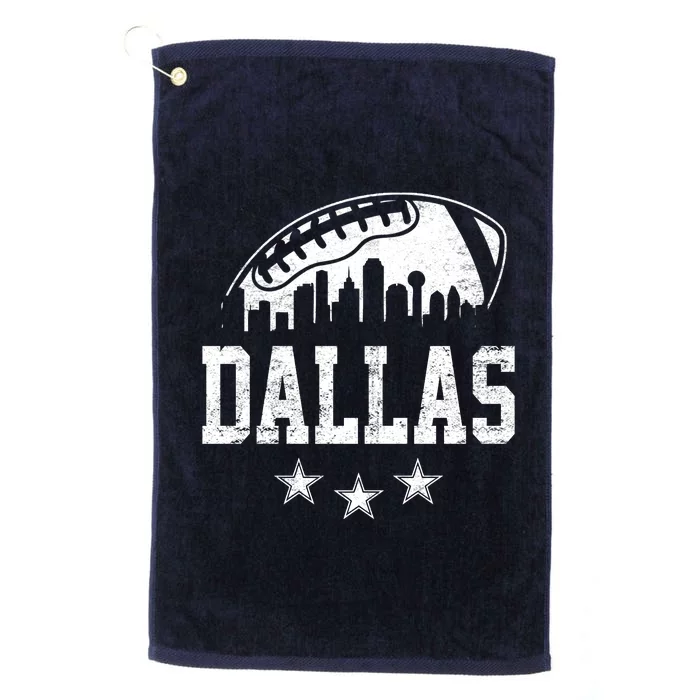 Dallas Texas Skyline Pride Vintage Dallas City Football Fan Platinum Collection Golf Towel