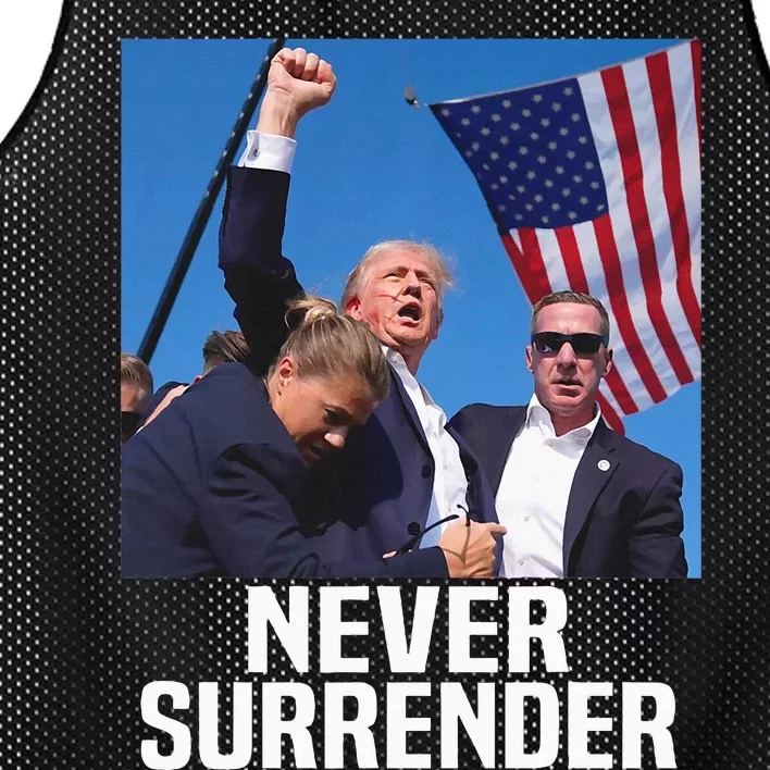 Donald Trump Shot Never Surrender 2024 Mesh Reversible Basketball Jersey Tank