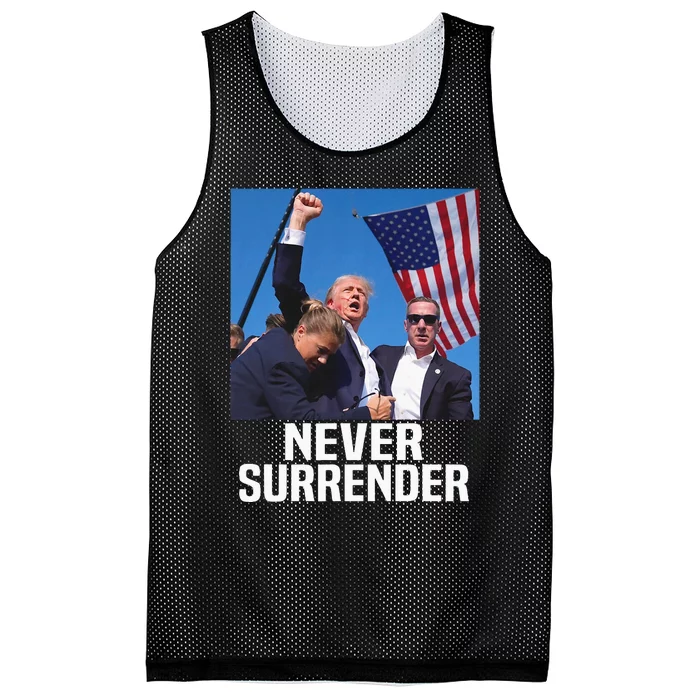 Donald Trump Shot Never Surrender 2024 Mesh Reversible Basketball Jersey Tank