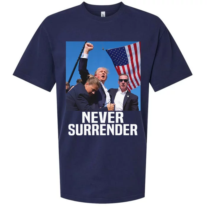 Donald Trump Shot Never Surrender 2024 Sueded Cloud Jersey T-Shirt