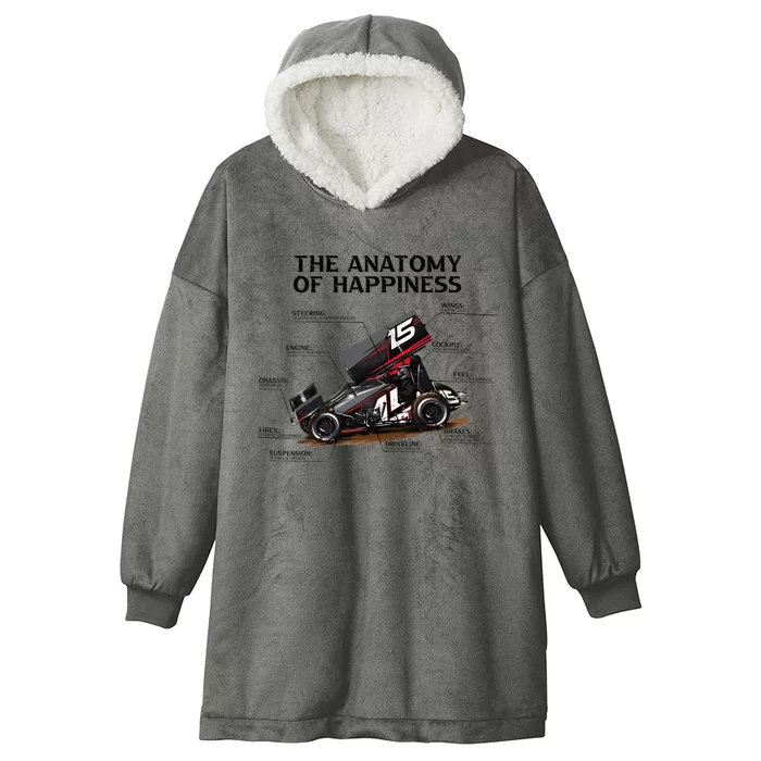 Dirt Track Sprint Cars Racing Anatomy Lover Gift Apparel Hooded Wearable Blanket