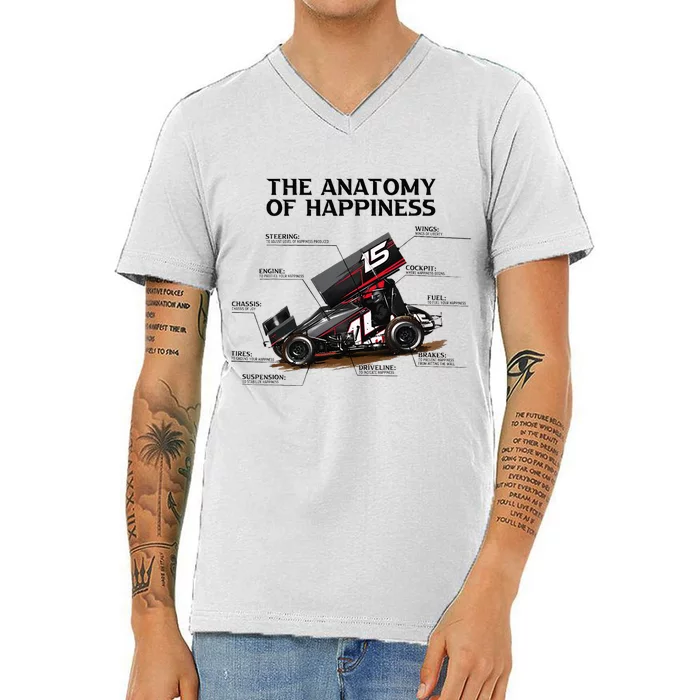 Dirt Track Sprint Cars Racing Anatomy Lover Gift Apparel V-Neck T-Shirt