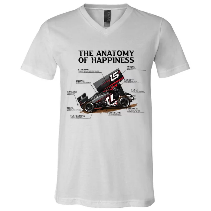 Dirt Track Sprint Cars Racing Anatomy Lover Gift Apparel V-Neck T-Shirt