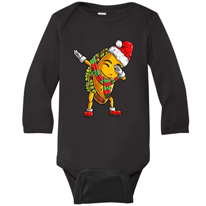 Dabbing Taco Santa Christmas Boys Dab Xmas Gifts Baby Long Sleeve Bodysuit