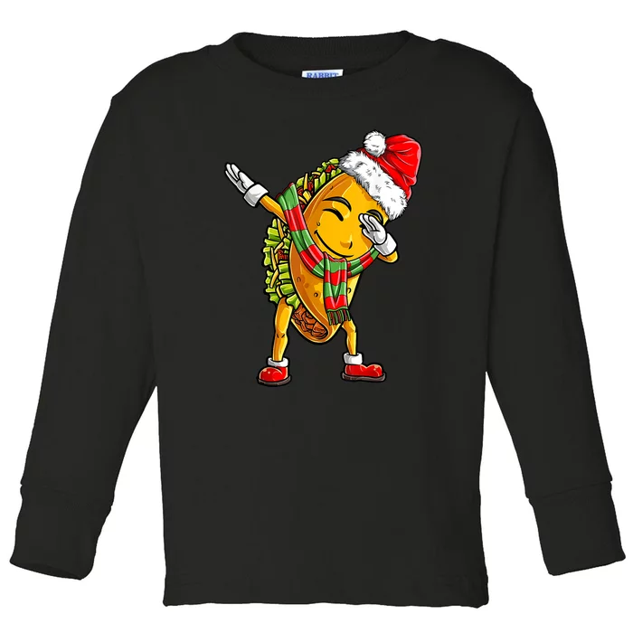 Dabbing Taco Santa Christmas Boys Dab Xmas Gifts Toddler Long Sleeve Shirt