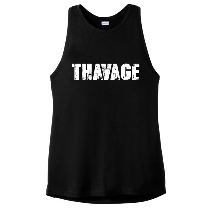 Distressed Thavage Savage Workout Gym Bodybuilding Ladies Tri-Blend Wicking Tank