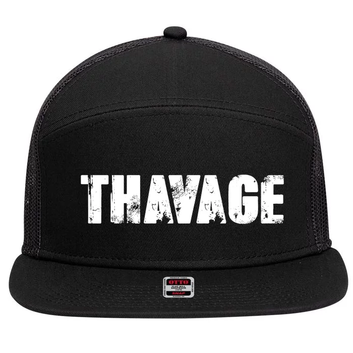 Distressed Thavage Savage Workout Gym Bodybuilding 7 Panel Mesh Trucker Snapback Hat