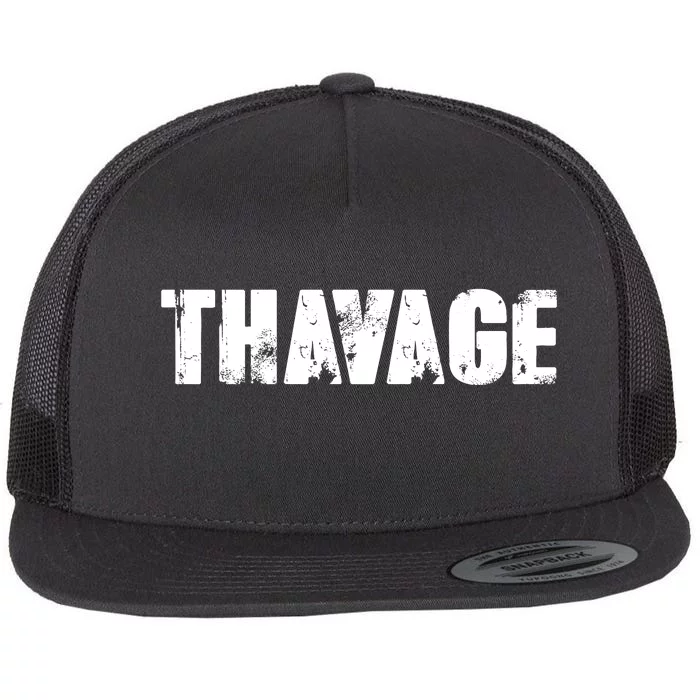 Distressed Thavage Savage Workout Gym Bodybuilding Flat Bill Trucker Hat