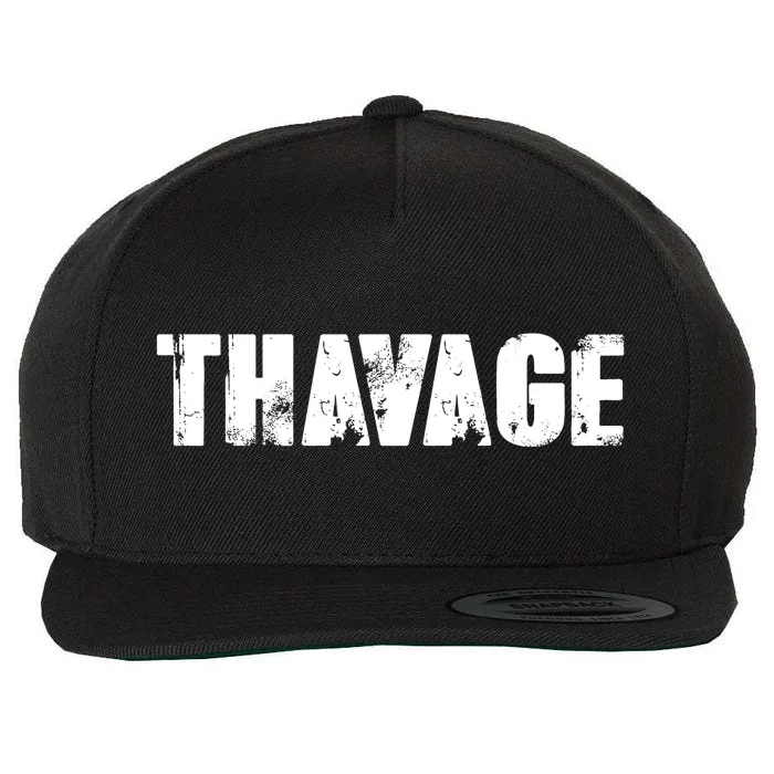 Distressed Thavage Savage Workout Gym Bodybuilding Wool Snapback Cap