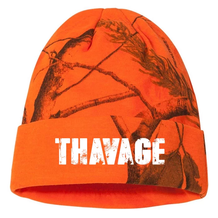 Distressed Thavage Savage Workout Gym Bodybuilding Kati - 12in Camo Beanie