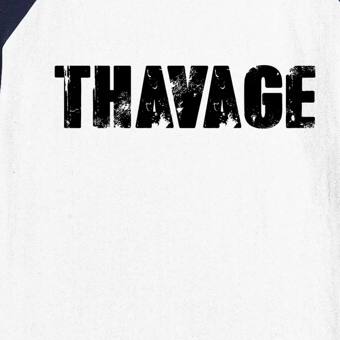 Distressed Thavage Savage Workout Gym Bodybuilding Baseball Sleeve Shirt