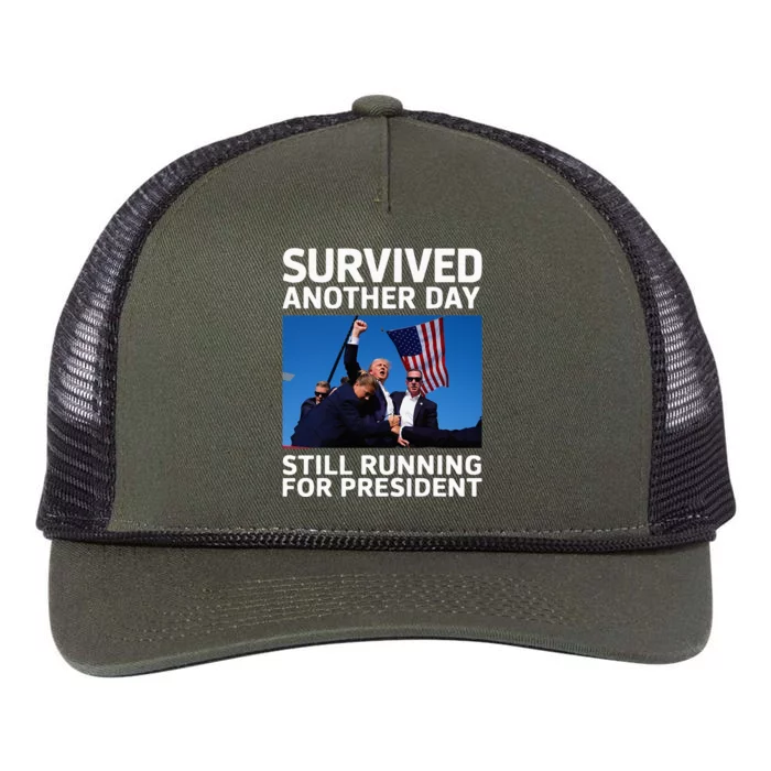 Donald Trump Survived Another Day Running Retro Rope Trucker Hat Cap