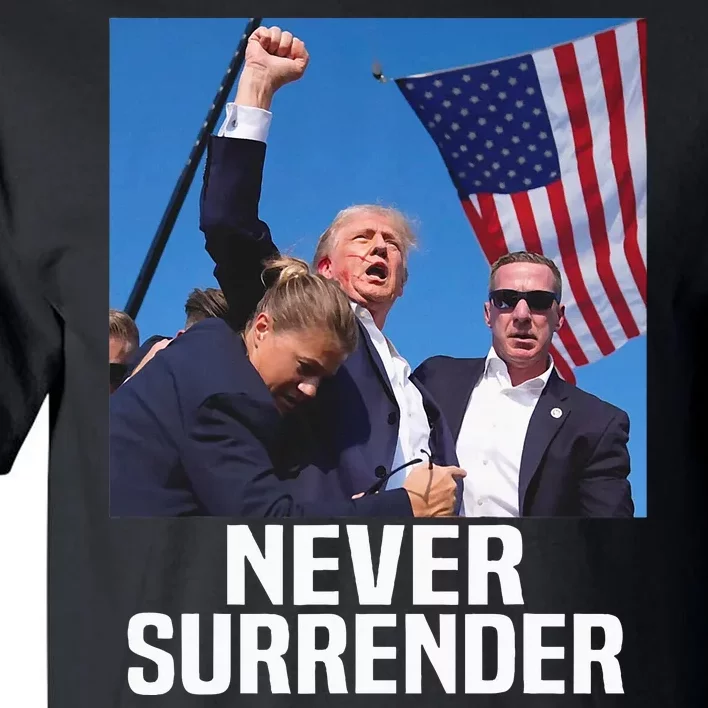 Donald Trump Shot Never Surrender 2024 Tall T-Shirt