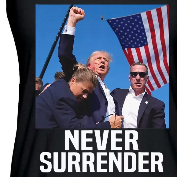 Donald Trump Shot Never Surrender 2024 Ladies Essential Flowy Tank