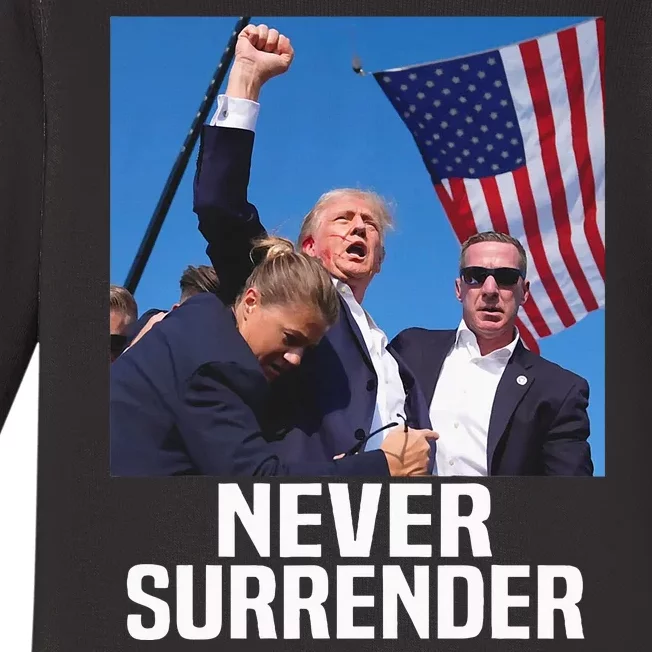 Donald Trump Shot Never Surrender 2024 Baby Long Sleeve Bodysuit