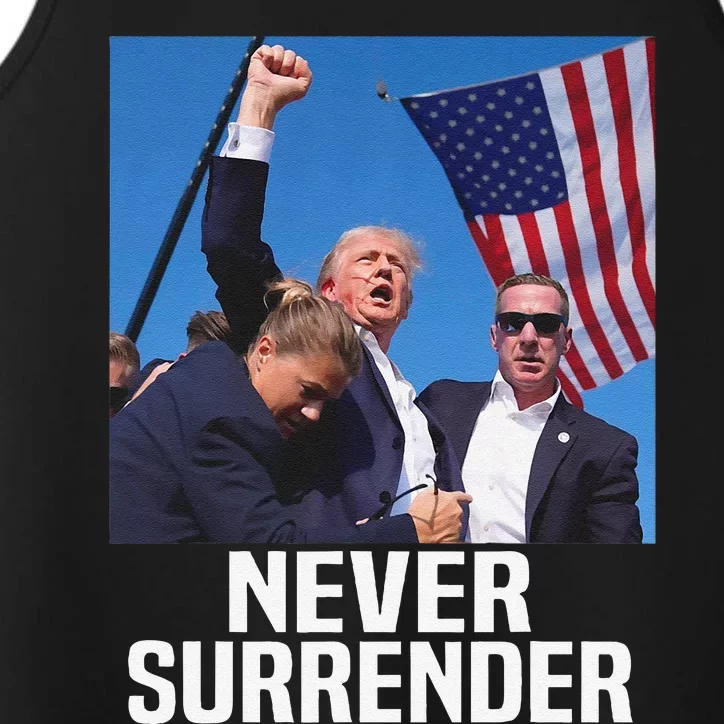 Donald Trump Shot Never Surrender 2024 Performance Tank