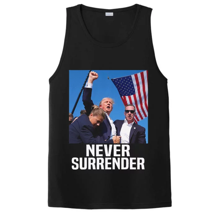 Donald Trump Shot Never Surrender 2024 Performance Tank