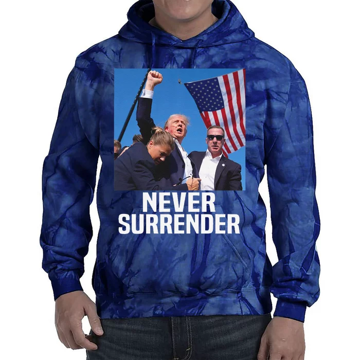 Donald Trump Shot Never Surrender 2024 Tie Dye Hoodie