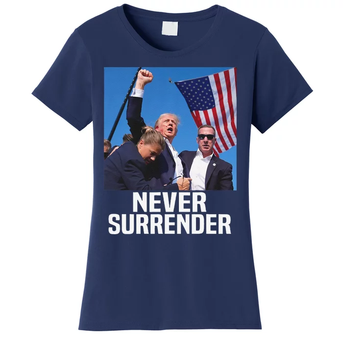 Donald Trump Shot Never Surrender 2024 Women's T-Shirt