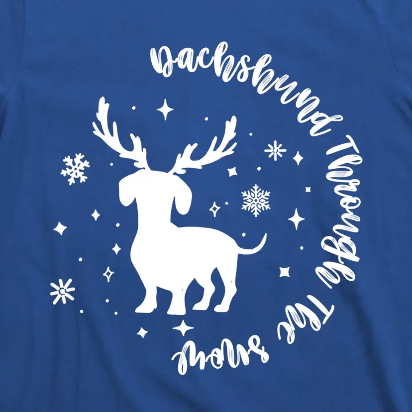 Dachshund Through Snow Christmas Reindeer Dog Mom Xmas Great Gift T-Shirt