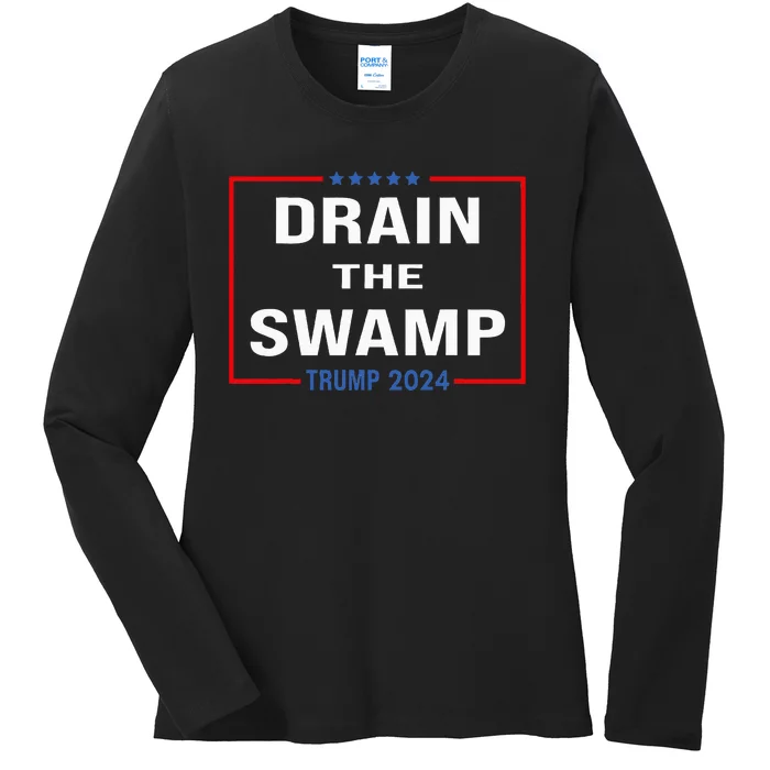 Drain The Swamp Donald Trump 2024 Ladies Long Sleeve Shirt