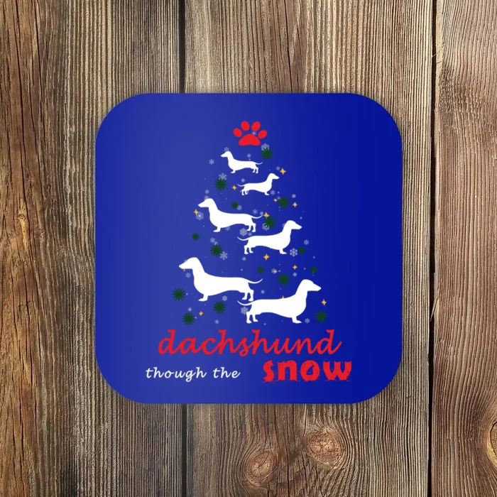 Dachshund Through Snow Costume Funny Dog Christmas Tree Cool Gift Coaster