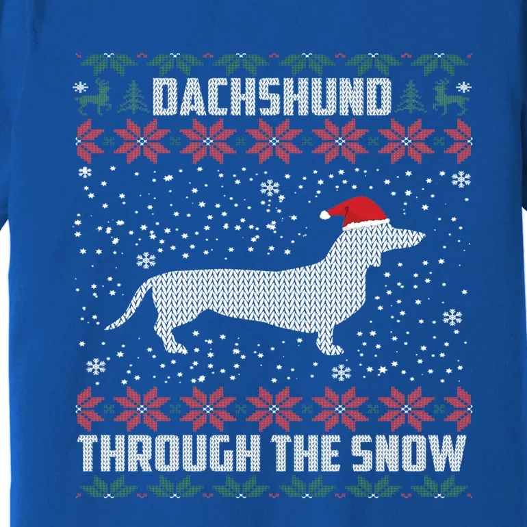 Dachshund Through The Snow Ugly Christmas Gift Premium T-Shirt