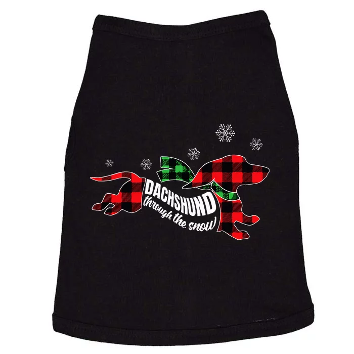 Dachshund Through The Snow Doxie Dog Plaid Christmas Gift Doggie Tank