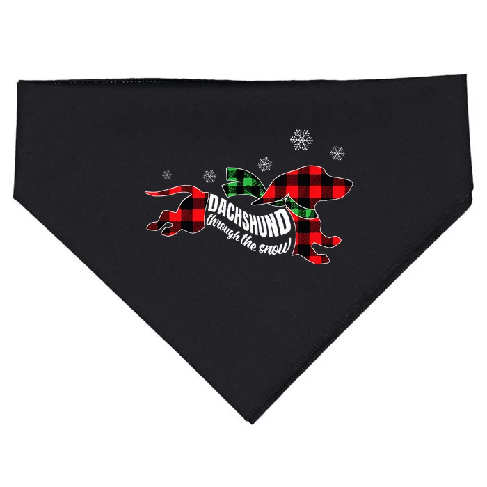 Dachshund Through The Snow Doxie Dog Plaid Christmas Gift USA-Made Doggie Bandana