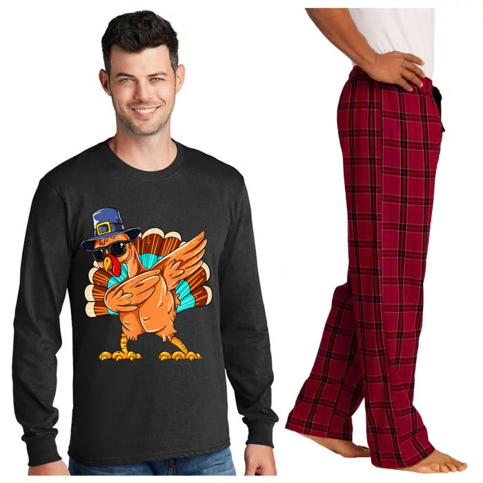 Dabbing Turkey Thanksgiving Day Pilgrim Funny Dab Long Sleeve Pajama Set