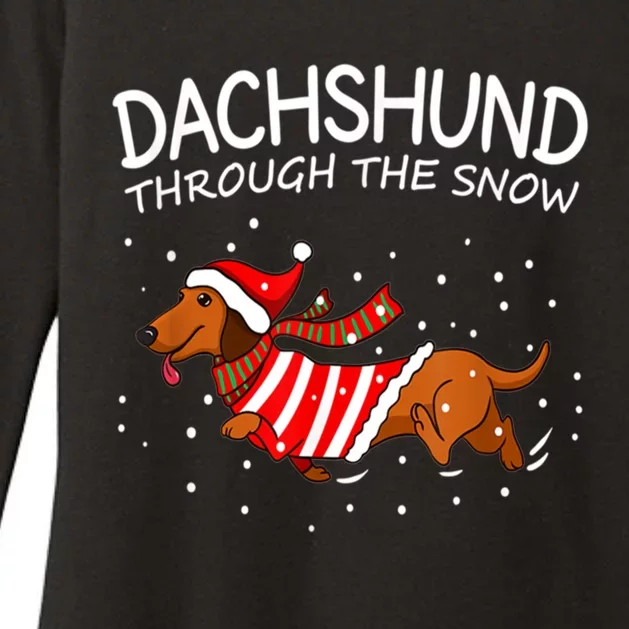 Dachshund Through The White Snow Retro Dachshund Lover Owner Gift Womens CVC Long Sleeve Shirt