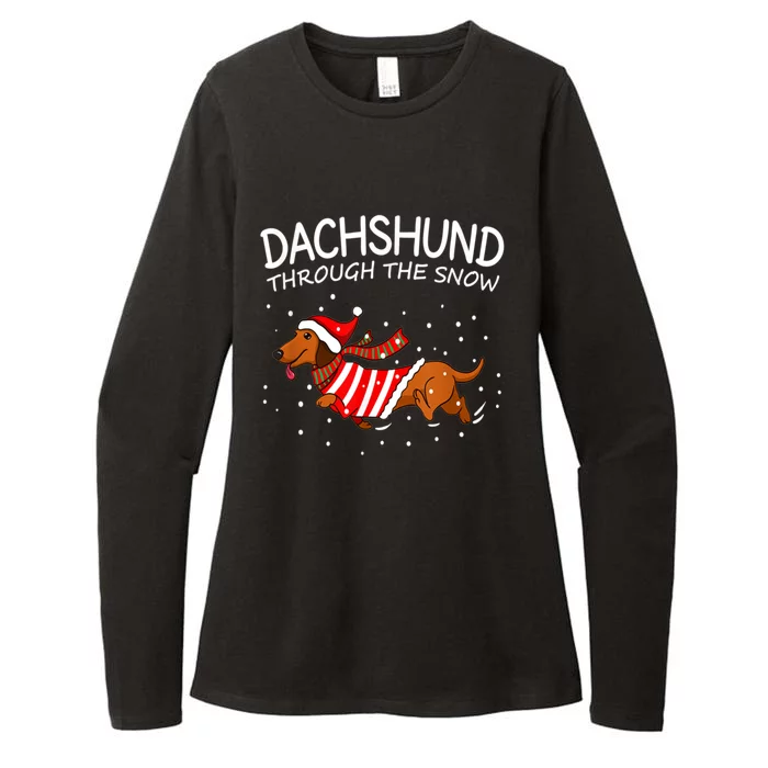 Dachshund Through The White Snow Retro Dachshund Lover Owner Gift Womens CVC Long Sleeve Shirt