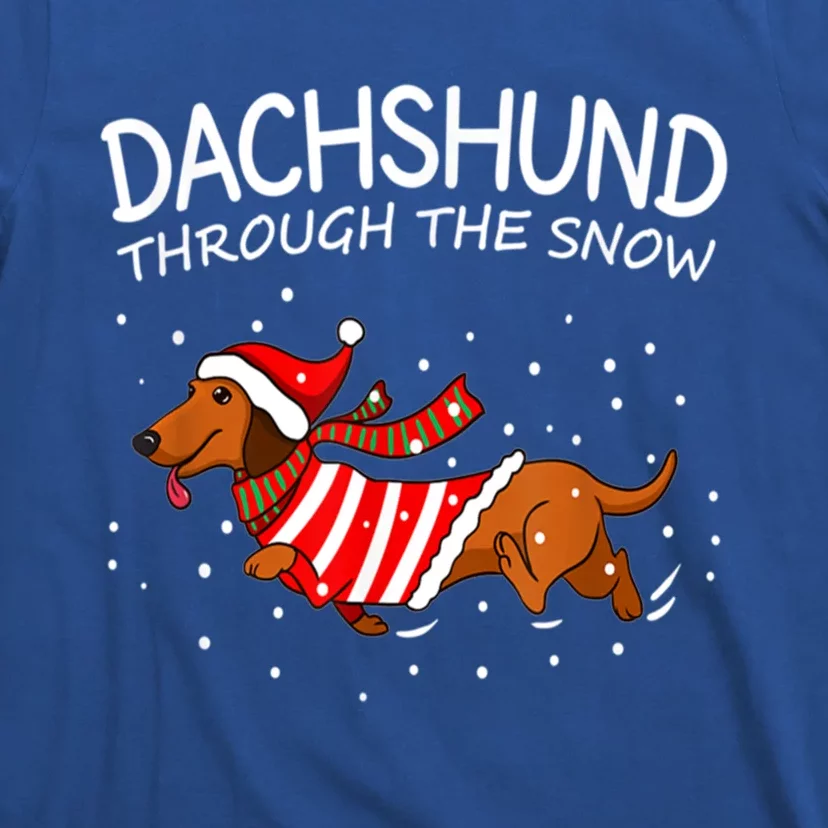 Dachshund Through The White Snow Retro Dachshund Lover Owner Gift T-Shirt