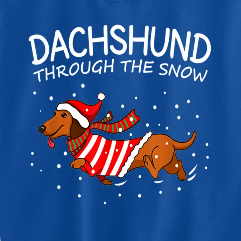 Dachshund Through The White Snow Retro Dachshund Lover Owner Gift Kids Sweatshirt