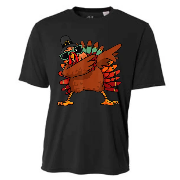 Dabbing Turkey Thanksgiving Day Pilgrim Funny Dab Cooling Performance Crew T-Shirt