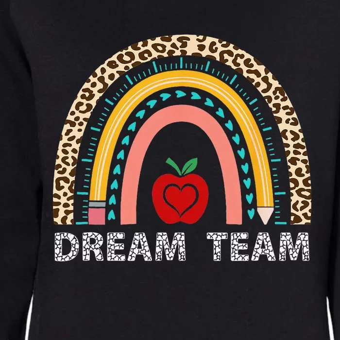 Dream Team Teacher Squad Back To School Leopard Rainbow Womens California Wash Sweatshirt