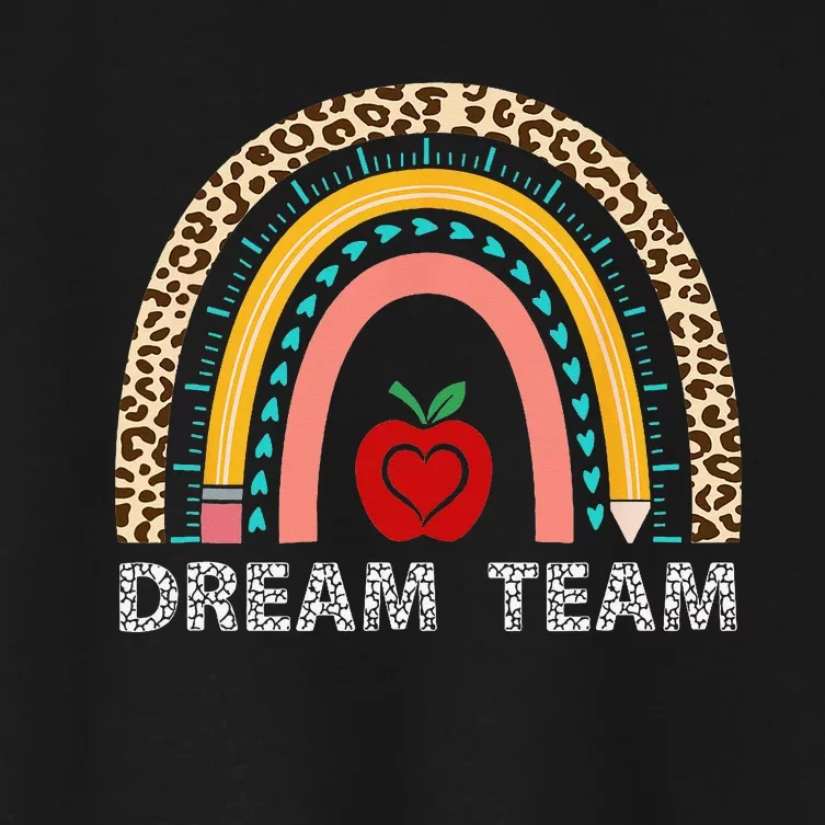 Dream Team Teacher Squad Back To School Leopard Rainbow Women's Crop Top Tee