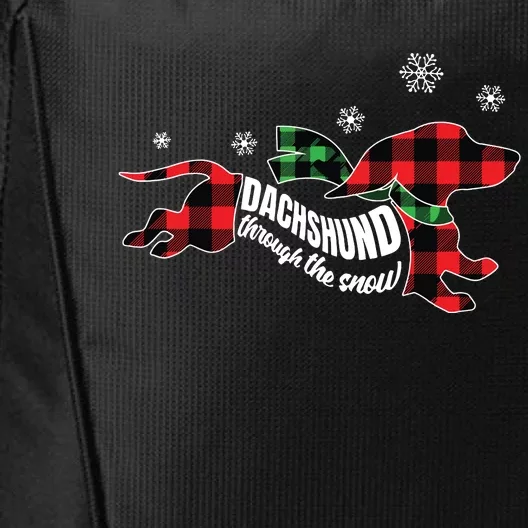 Dachshund Through The Snow Doxie Dog Plaid Christmas Gift City Backpack