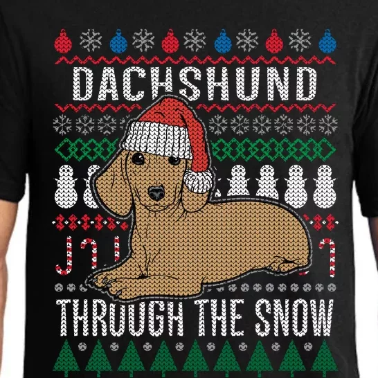 Dachshund Through The Snow Ugly Christmas Meaningful Gift Pajama Set