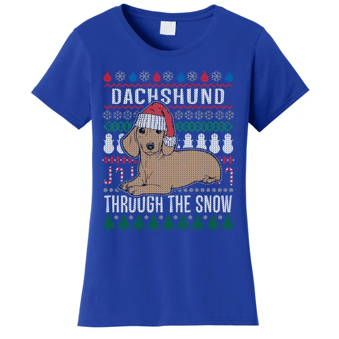 Dachshund Through The Snow Ugly Christmas Meaningful Gift Women's T-Shirt