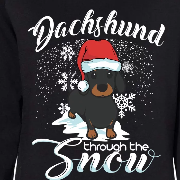 Daschund Through The Snow Dog Lovers Festive Gift Womens California Wash Sweatshirt