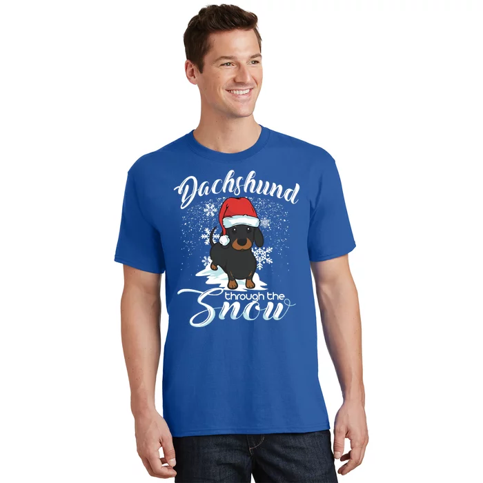 Daschund Through The Snow Dog Lovers Festive Gift T-Shirt