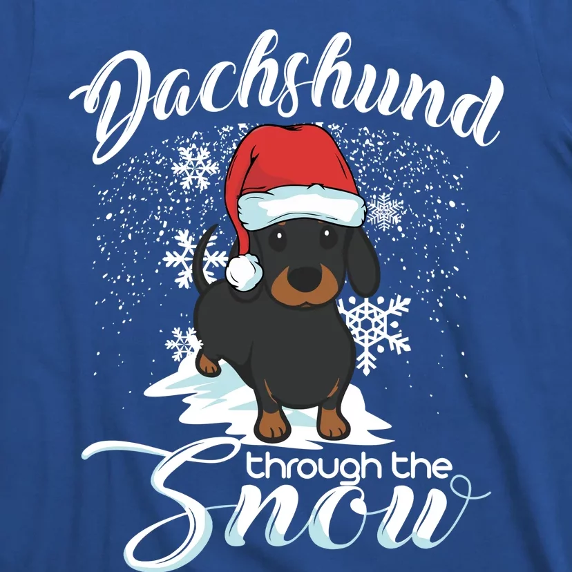 Daschund Through The Snow Dog Lovers Festive Gift T-Shirt