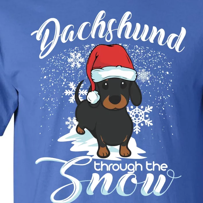 Daschund Through The Snow Dog Lovers Festive Gift Tall T-Shirt