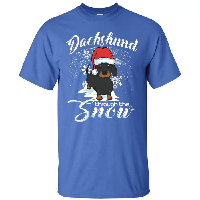 Daschund Through The Snow Dog Lovers Festive Gift Tall T-Shirt