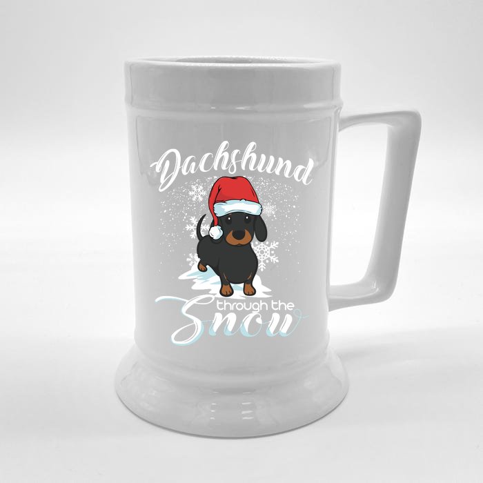 Daschund Through The Snow Dog Lovers Festive Gift Front & Back Beer Stein