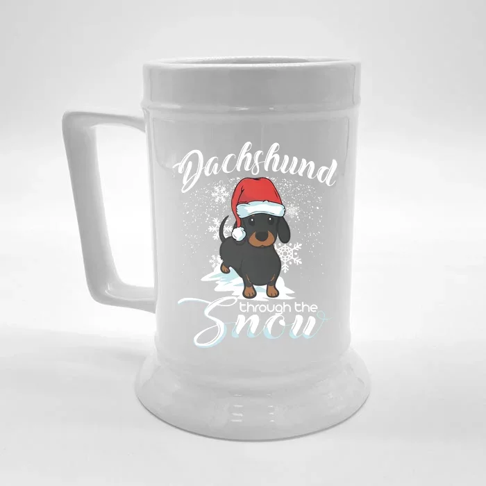 Daschund Through The Snow Dog Lovers Festive Gift Front & Back Beer Stein