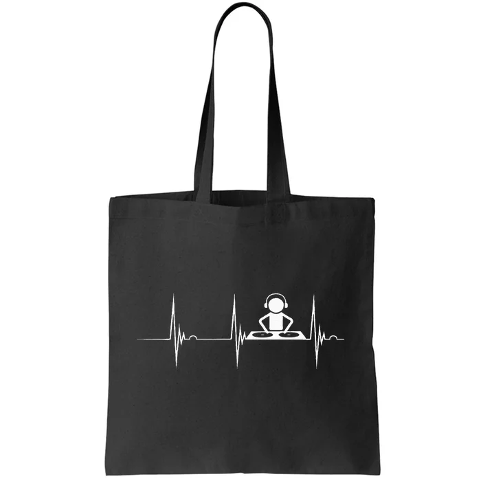 DJ Techno Turntable DJ Heartbeat EKG Pulse Dance Music Tote Bag