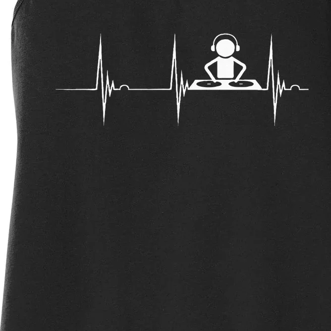 DJ Techno Turntable DJ Heartbeat EKG Pulse Dance Music Women's Racerback Tank